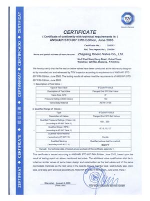 All the Fire safe test certificates of Onero Valve_01